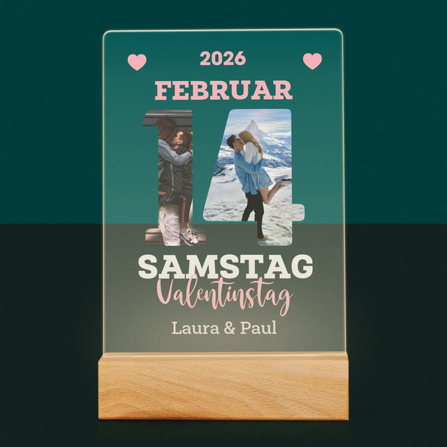 Mot du Jour : Saint-Valentin Page de Calendrier – Impression sur Verre Acrylique | DE