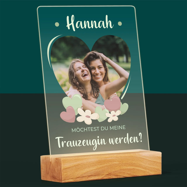 Image et Légende : Veux-tu être ma demoiselle d'honneur Fleurs - Impression sur verre acrylique | DE