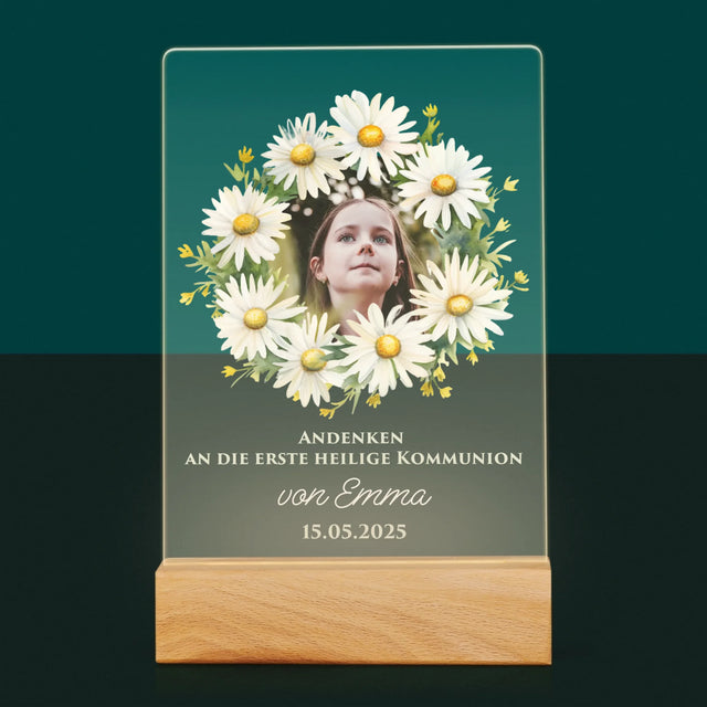 Photo et Légende : Souvenir de Première Communion de Marguerite - Impression sur Verre Acrylique | DE