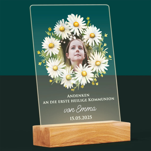 Photo et Légende : Souvenir de Première Communion de Marguerite - Impression sur Verre Acrylique | DE