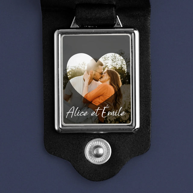 La Photo Et Un Texte: Amoureux, Coeur - Porte-Clés En Cuir Avec Photo