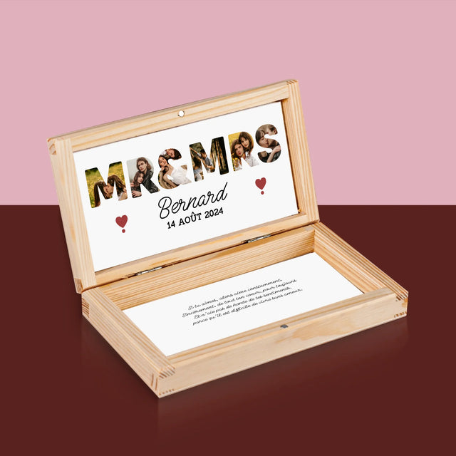 Collage Photo De Lettre: Mr&Mrs - Boîte À Monnaie En Bois