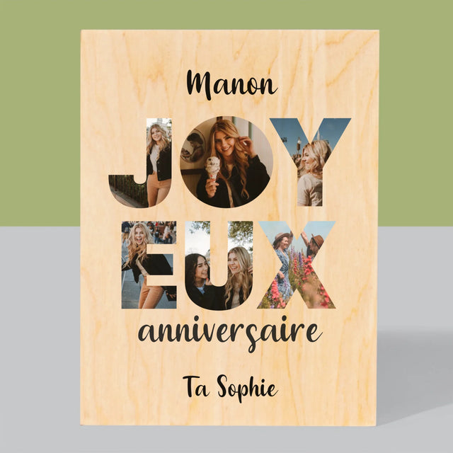 Collage Photo De Lettre: Cent Ans De Tes Photos - Impression Sur Bois