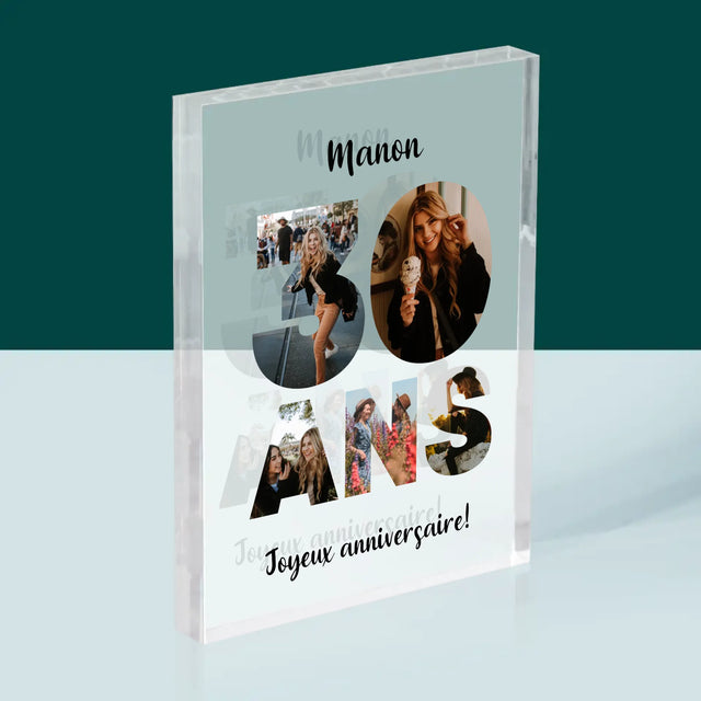Collage Photo De Lettre: 30 Ans  - Bloc Acrylique