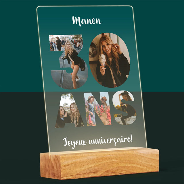 Collage Photo De Lettre: 30 Ans  - Impression Sur Verre Acrylique