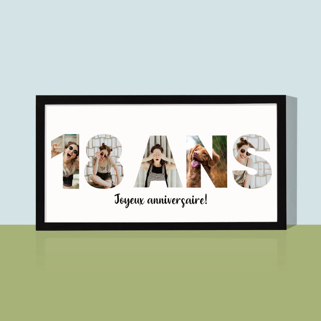 Collage Photo De Lettre: 18 Ans - Impression Encadrée 20X40