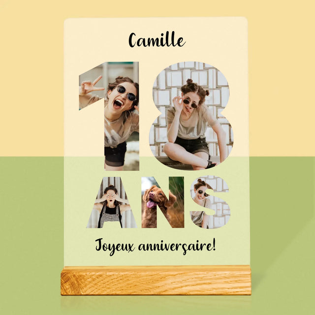 Collage Photo De Lettre: 18 Ans - Impression Sur Verre Acrylique