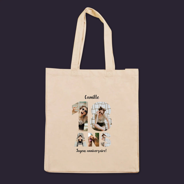 Collage Photo De Lettre: 18 Ans - Sac En Toile