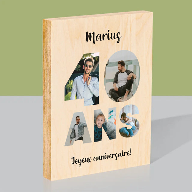 Collage Photo De Lettre: 40 Ans De Tes Photos - Impression Sur Bois
