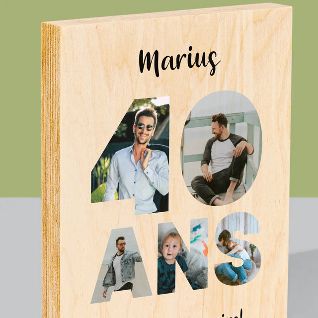 Collage Photo De Lettre: 40 Ans De Tes Photos - Impression Sur Bois