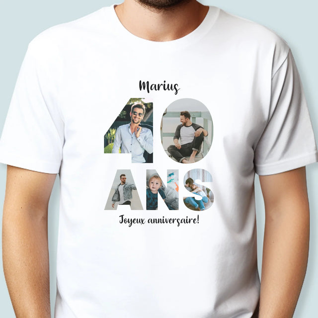 Collage Photo De Lettre: 40 Ans De Tes Photos - T-Shirt Pour Hommes