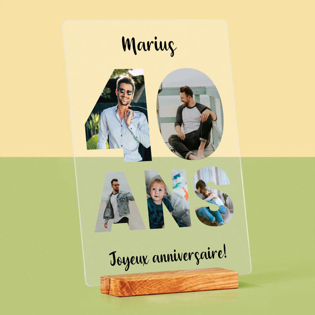 Collage Photo De Lettre: 40 Ans De Tes Photos - Impression Sur Verre Acrylique