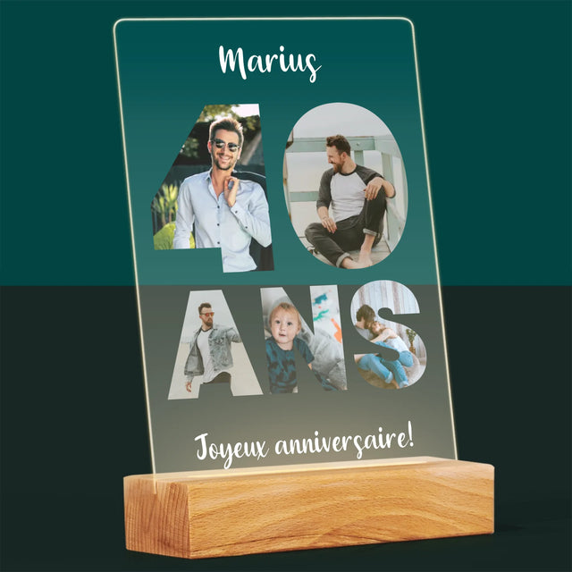 Collage Photo De Lettre: 40 Ans De Tes Photos - Impression Sur Verre Acrylique