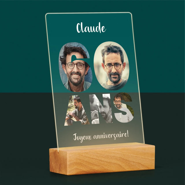 Collage Photo De Lettre: 60 Ans De Tes Photos - Impression Sur Verre Acrylique