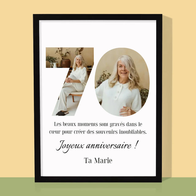 Collage Photo De Lettre: 70Ème Anniversaire - Impression Encadrée 30X40
