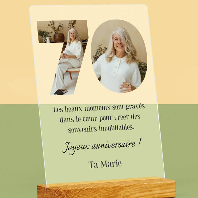 Collage Photo De Lettre: 70Ème Anniversaire - Impression Sur Verre Acrylique