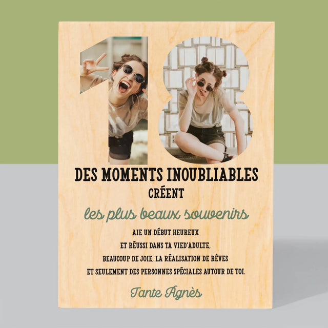 Collage Photo De Lettre: 18Ème Anniversaire - Impression Sur Bois