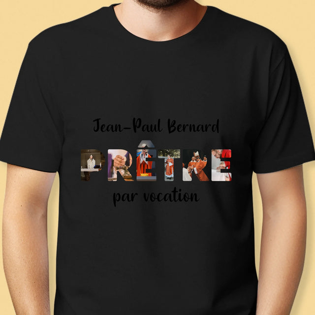Collage Photo De Lettre: Prêtre Par Vocation - T-Shirt Pour Hommes