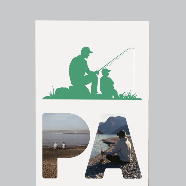 Collage Photo De Lettre: Papa Pêcheur - Aimant Pour Frigo