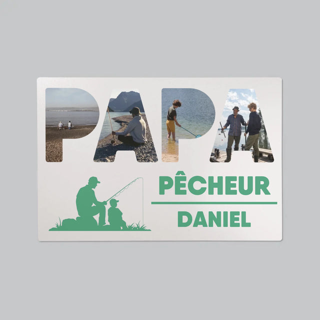 Collage Photo De Lettre: Papa Pêcheur - Sous-Main Bureau