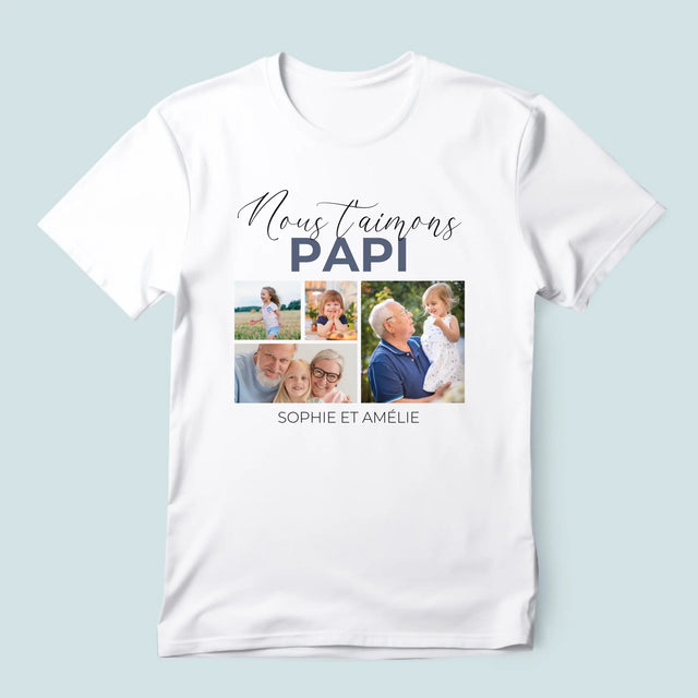 Collage Photo: Nous T'Aimons Papi - T-Shirt Pour Hommes