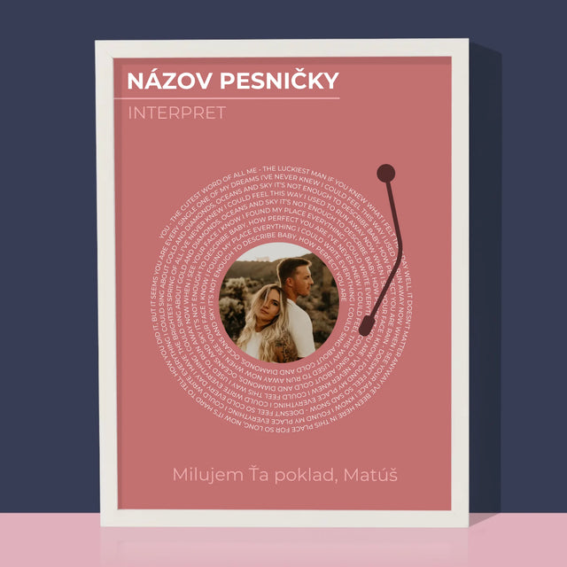 Zdjęcie i Podpis: Nasza Piosenka Płyta Winylowa - Wydruk Obramowany | SK