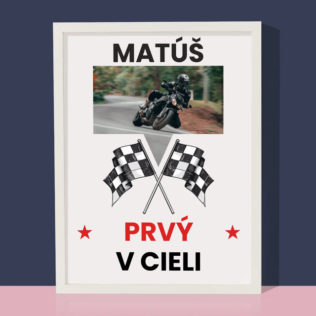 Zdjęcie I Podpis: Pierwszy Na Mecie - Wydruk Obramowany | SK