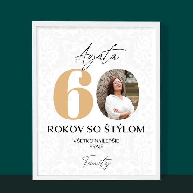 Zdjęcie i Podpis: 60 Lat z Klasą - Wydruk Obramowany | SK