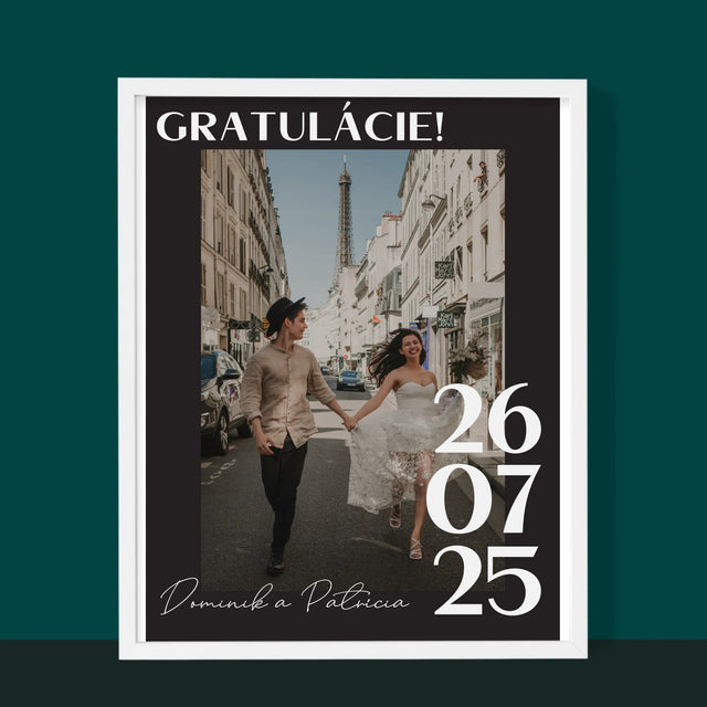 Zdjęcie i Podpis: Gratulacje z Okazji Ślubu - Wydruk Obramowany | SK