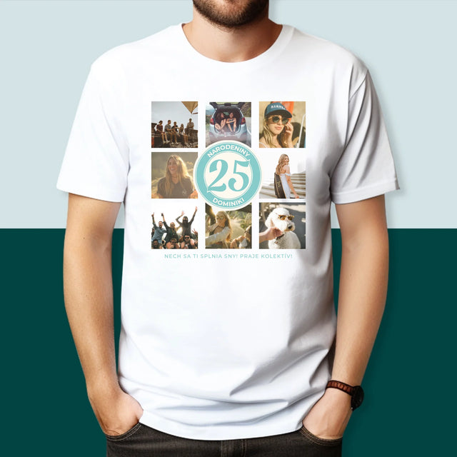 Fotokolaż: 25 Urodziny - Koszulka Męska z Nadrukiem | SK