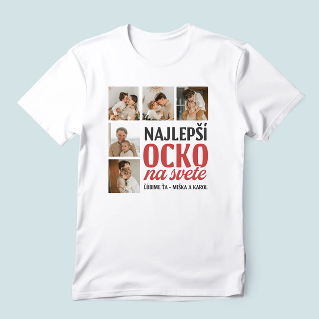 Fotokolaż: Najlepszy Tata Na Całym Świecie - Koszulka Męska z Nadrukiem | SK