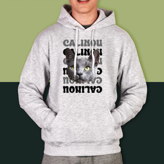Ton Personnage: Photo De L'Animal Avec Son Nom - Sweat À Capuche Pour Hommes
