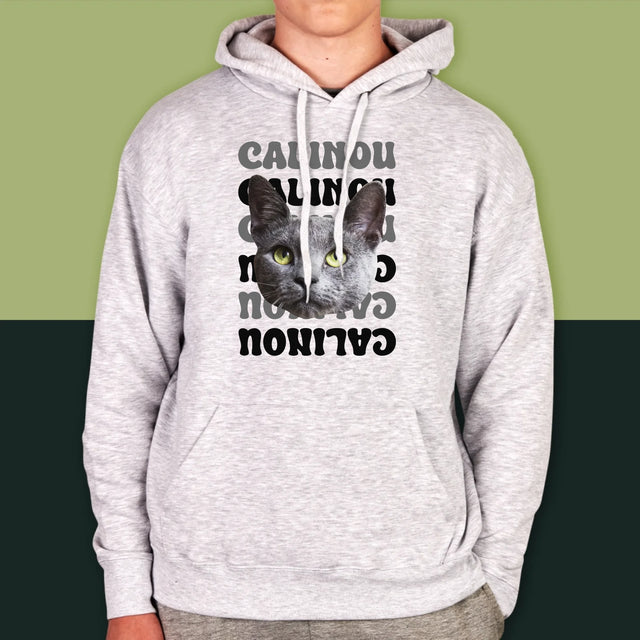 Ton Personnage: Photo De L'Animal Avec Son Nom - Sweat À Capuche Pour Hommes