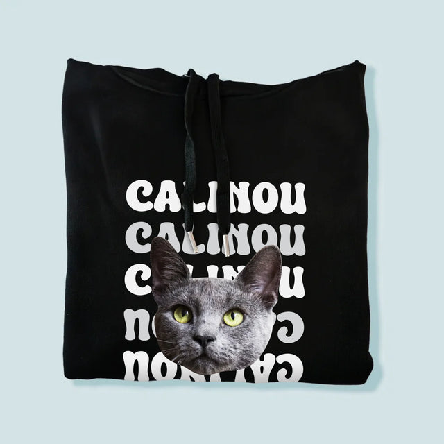 Ton Personnage: Photo De L'Animal Avec Son Nom - Sweat À Capuche Pour Hommes